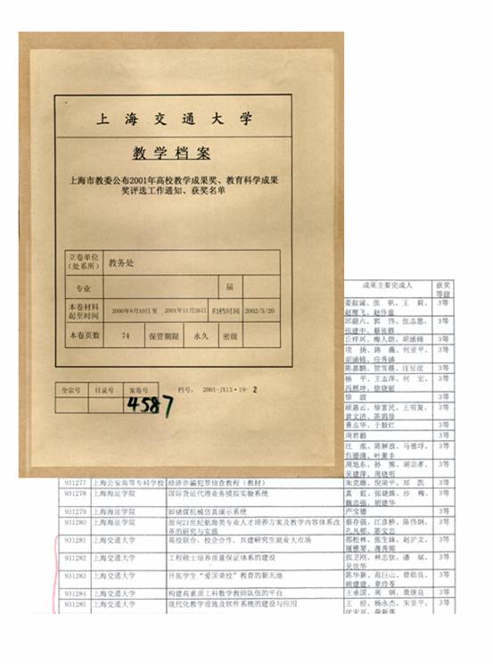 上海交通大学档案利用效益实例一